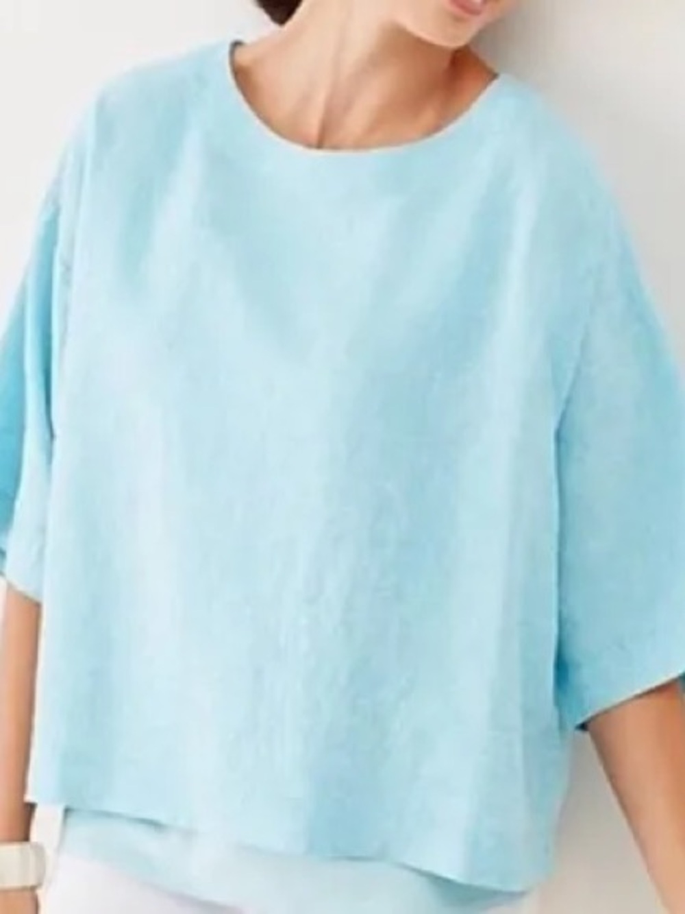 J. Jill Light Blue Oversized Relaxed Linen Top
